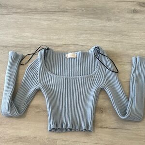 alterd state long sleeve scoop neckline blue size xs